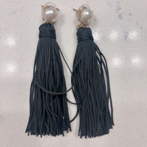 BAUBLEBAR Black Fringe w/Pearl Stud Earrings